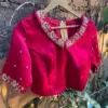 Exquisite Pink V-Neck Maggam Work Blouse Affordable, Custom Size Ready