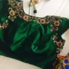 Eye-Catching Bottle Green Boat Neck Blouse with Maggam Work Budget-Friendly Fashion