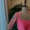 Gorgeous Baby Pink Peacock Aari Maggam Work Blouse Made-to-Measure Fit