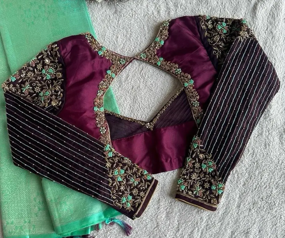 Grand Maroon Bridal Maggam Work Blouse Full Sleeve Trend Alert at Budget Price