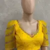 Luxury Lemon Yellow Raw Silk Maggam Blouse Custom Sizes Best Price Guaranteed