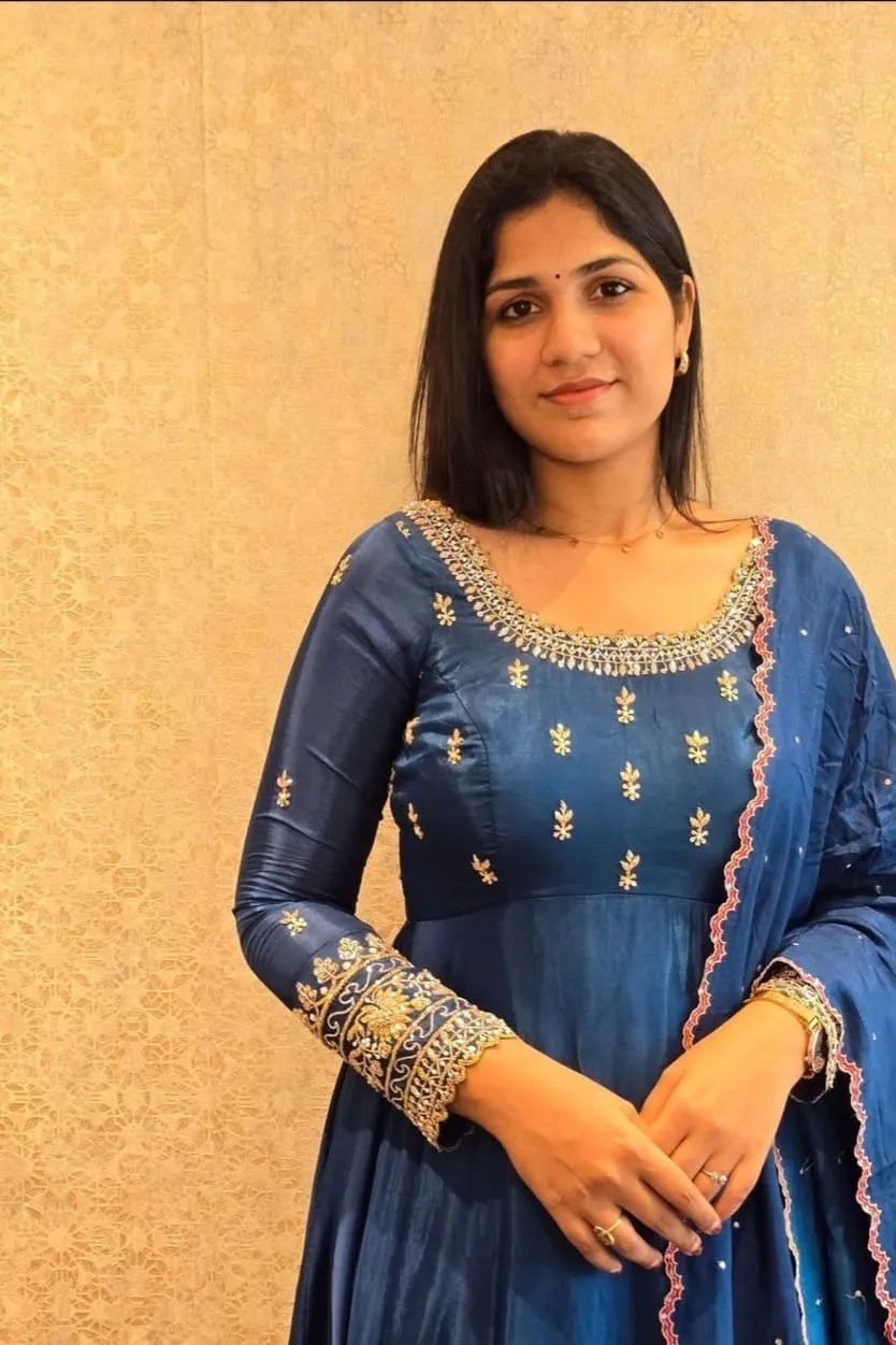 Luxury Peacock Blue Wedding Maggam Work Long Frock with Dupatta Custom Sizes Best Price Offer