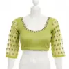 Luxury Pista Green Checks Maggam Work Blouse Designer Handcrafted Perfection at Best Price