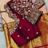 Majestic Deep Red Peacock Maggam Work Blouse Grand Royal Look in Budget | Custom Sizes Available