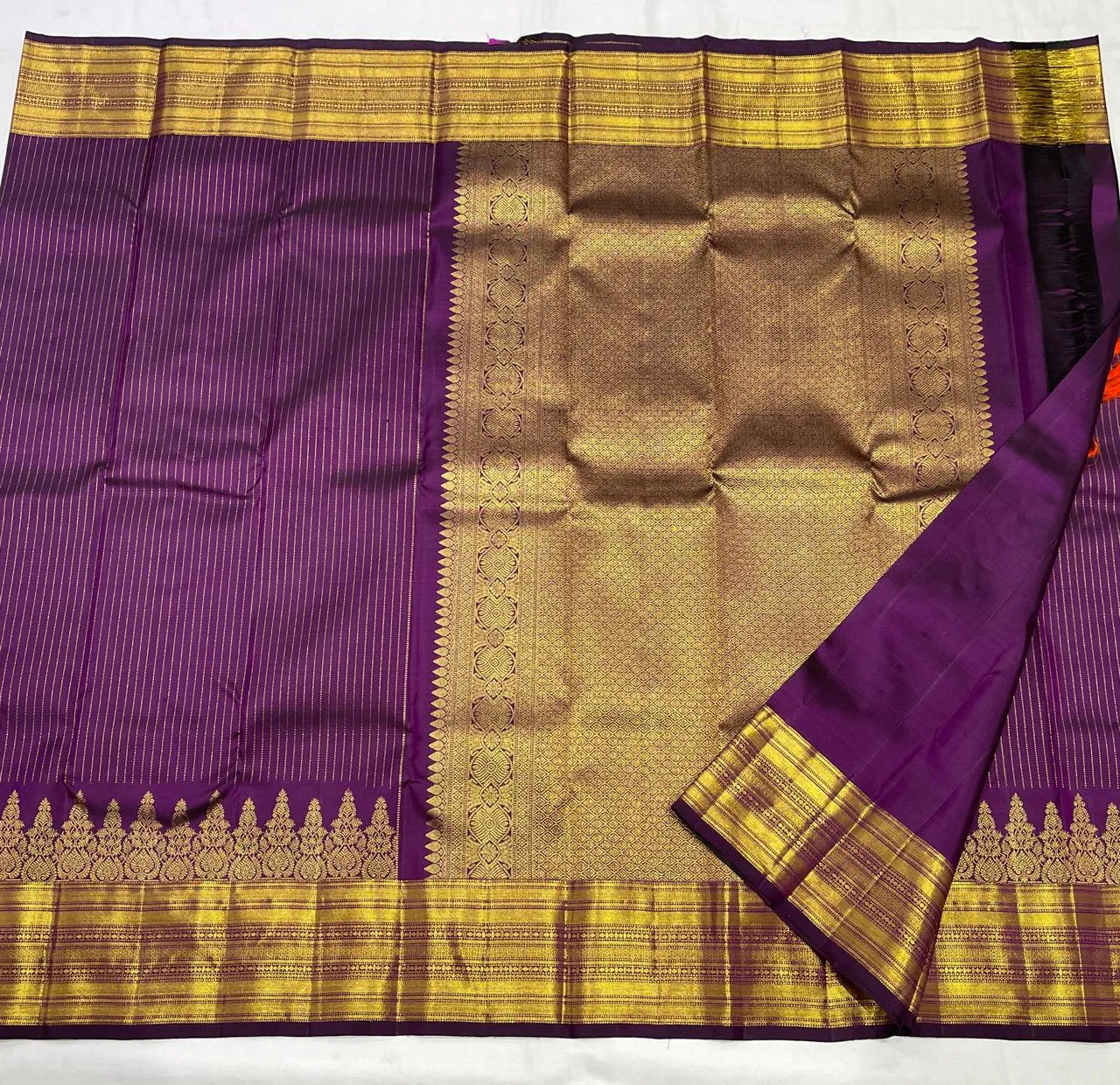 Majestic Purple Kanchipuram Pure Silk Saree 2G++ Pure Zari Handloom Weave  Silk Mark Certified Luxury - Image 2