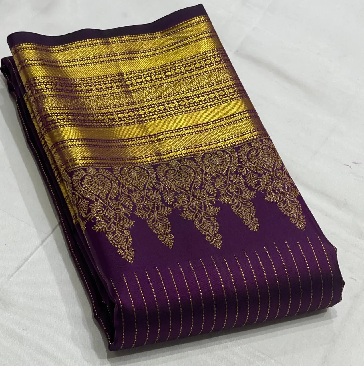 Majestic Purple Kanchipuram Pure Silk Saree 2G++ Pure Zari Handloom Weave  Silk Mark Certified Luxury - Image 3