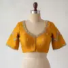 Mustard Yellow Raw Silk Maggam Work Blouse Luxury Designer Piece at Best Price Custom Sizes Available