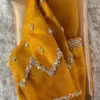 Mustard Yellow Raw Silk Maggam Work Blouse Luxury Designer Piece at Best Price Custom Sizes Available
