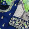 Navy Blue Designer Maggam Work Blouse Tailor-Fit Elegant Yet Budget-Friendly