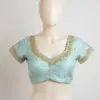 Pastel Blue Cutwork Designer Blouse Budget Maggam Elegance for Every Occasion