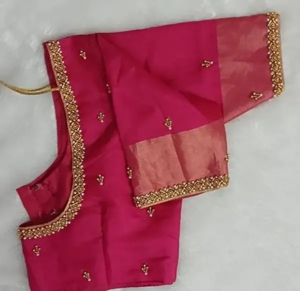 Pink Minimalist Maggam Blouse Designer Party Wear at Affordable Price