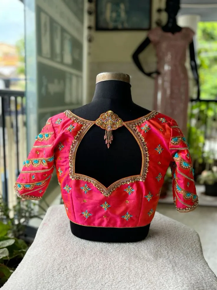 Pink Wedding Grand Maggam Work Blouse Luxury Bridal Design at Best Price Custom Sizes Available