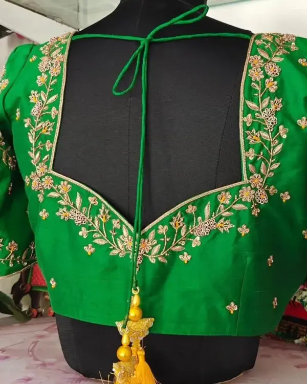Premium Green Bridal Zardosi Maggam Work Blouse Grand Wedding Edition Best Deal