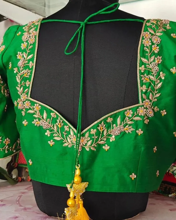 Premium Green Bridal Zardosi Maggam Work Blouse Grand Wedding Edition Best Deal