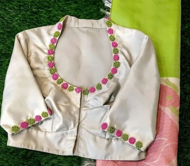 Premium Half White Maggam Embroidery Blouse Custom Fit Budget-Friendly