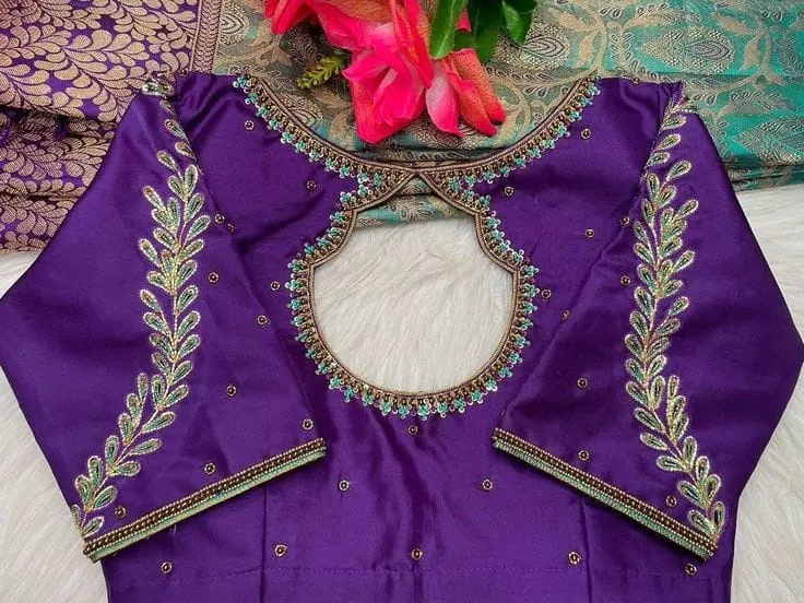 Premium Purple Maggam Work Party Blouse Custom Sizes Exclusive Festive Offer