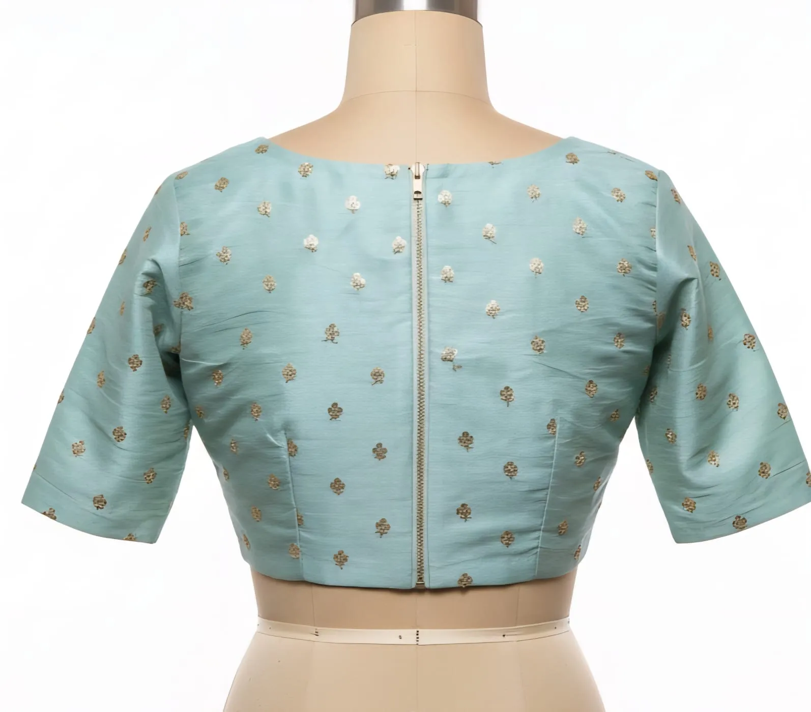 Premium Sky Blue Boat Neck Maggam Work Blouse  Latest Sequin Bridal Design  Custom Sizes