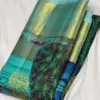 Pure Gold Zari Kanchipuram Handloom Saree | Laser Kalamkari on Pure Silk with Authentic Oil Colours
