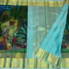 Pure Gold Zari Kanchipuram Handloom Saree | Laser Kalamkari on Pure Silk with Authentic Oil Colours