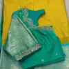 Rama Green Party Wear Saree with Grand Maggam Work Blouse Custom Sizes Best Price Online