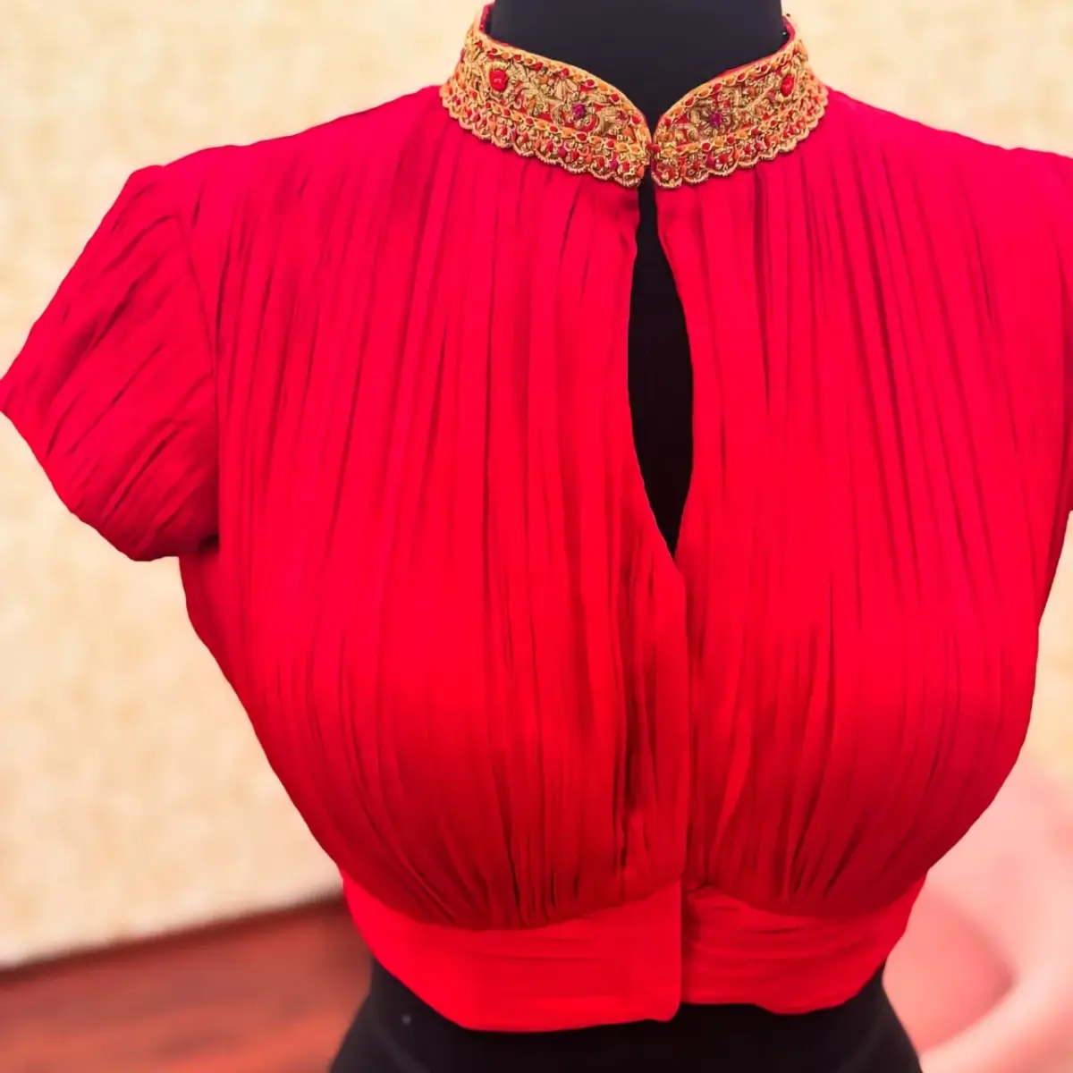 Red Collar Neck Wedding Maggam Work Blouse Luxury Bridal Design at Best Price Custom Sizes Available