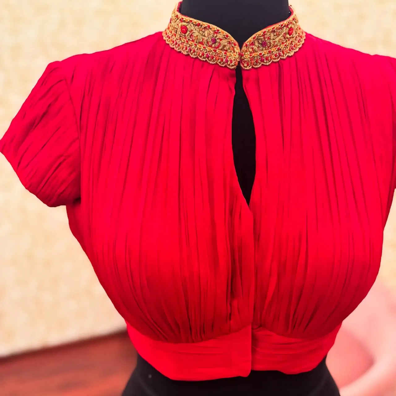 Red Collar Neck Wedding Maggam Work Blouse Luxury Bridal Design at Best Price Custom Sizes Available