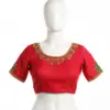 Red High-Neck Maggam Blouse Elegant Partywear Budget Price with Custom Stitching