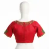 Red High-Neck Maggam Blouse Elegant Partywear Budget Price with Custom Stitching