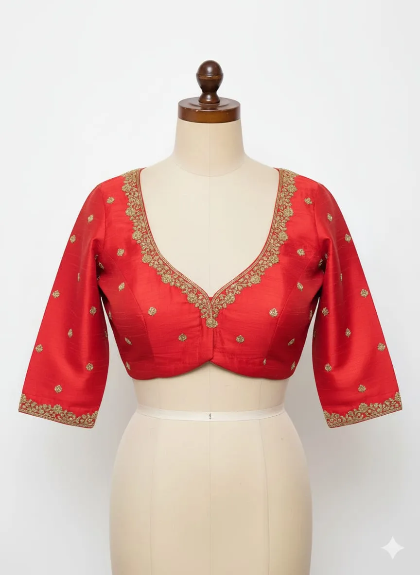 Red Maggam Work Blouse for Every Occasion  Minimal Design Maximum Grace