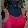 Reddish Pink Custom Maggam Work Blouse Sleeveless & Pocket-Friendly Elegance