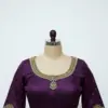 Royal Deep Purple Kundan Maggam Blouse Designer Collar Neck in Custom Fit Affordable Bridal Glam