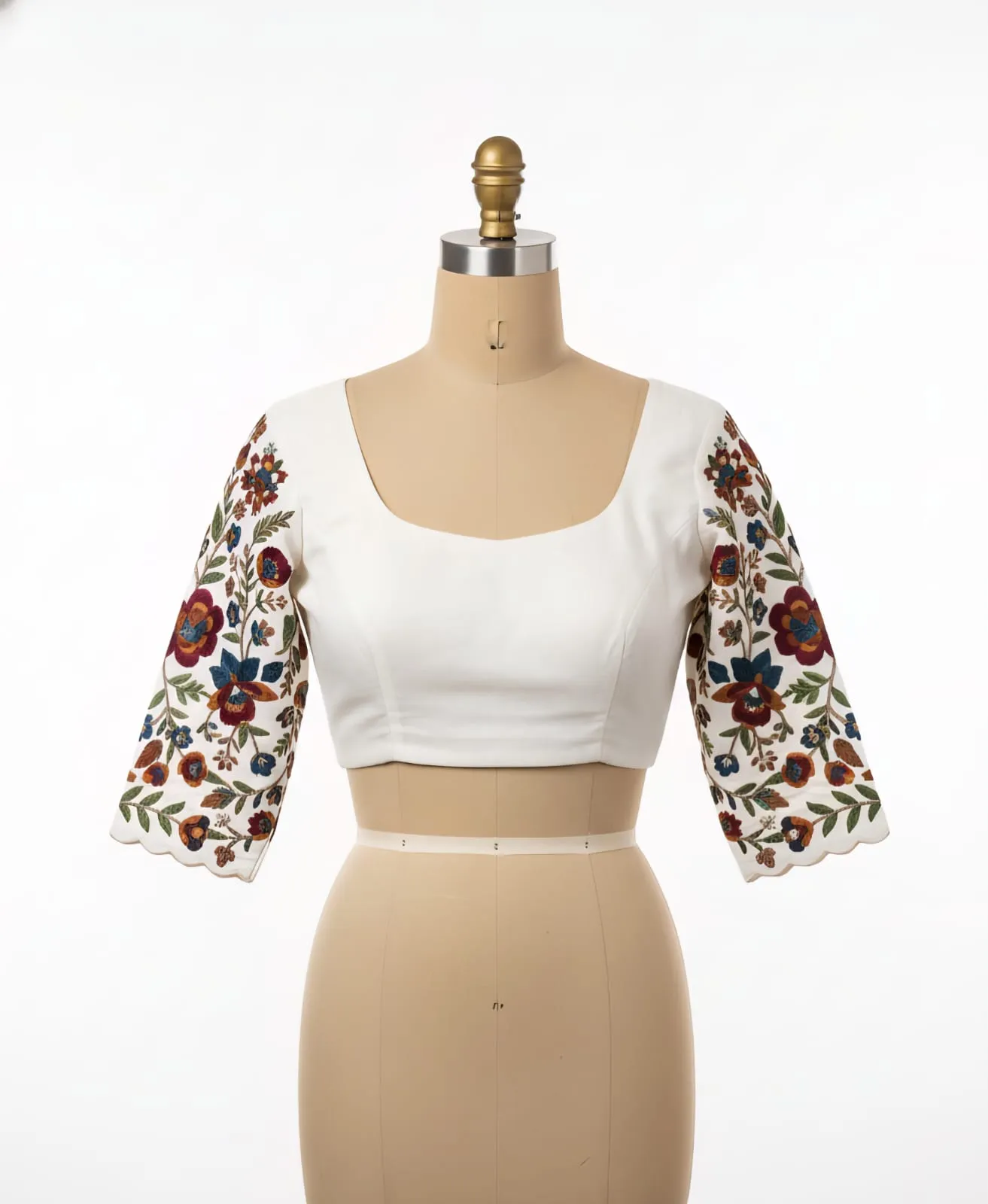 Royal Half White Maggam Work Blouse with Antique Gold Detailing  Exclusive Bridal Edition