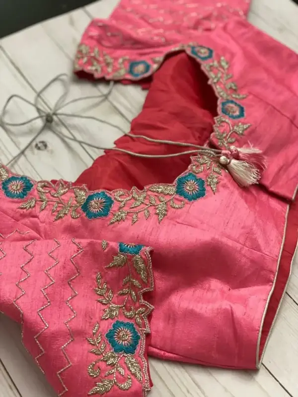 Shop Peach Cutwork Maggam Blouse Online Stunning Trending Design Custom Sizes + Best Deal