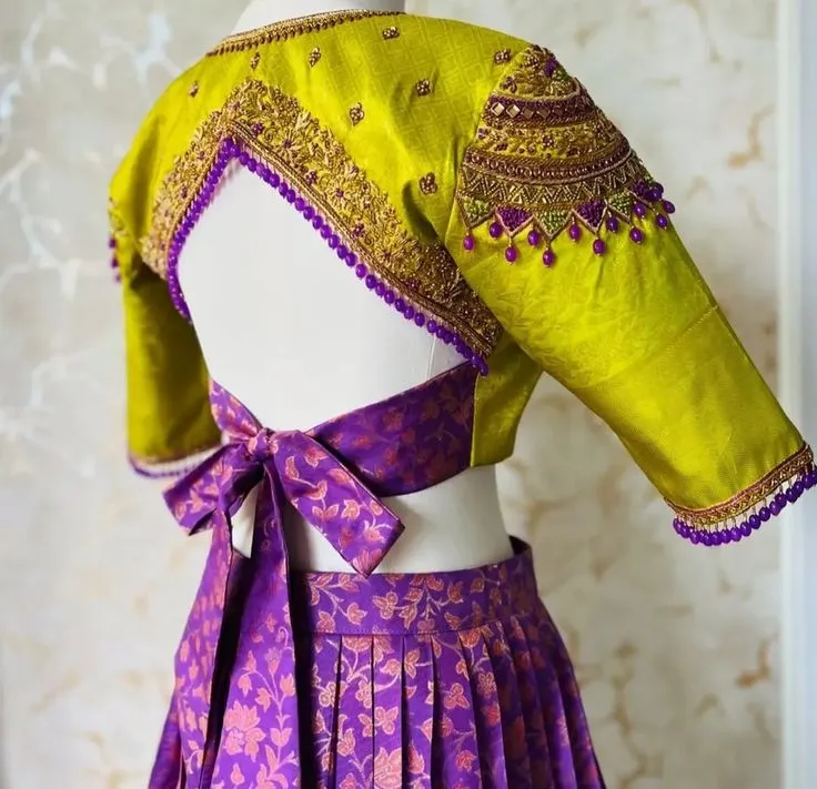 Show-Stopping Lemon Yellow Bridal Blouse – Premium Maggam Work Trending, Custom Sizes