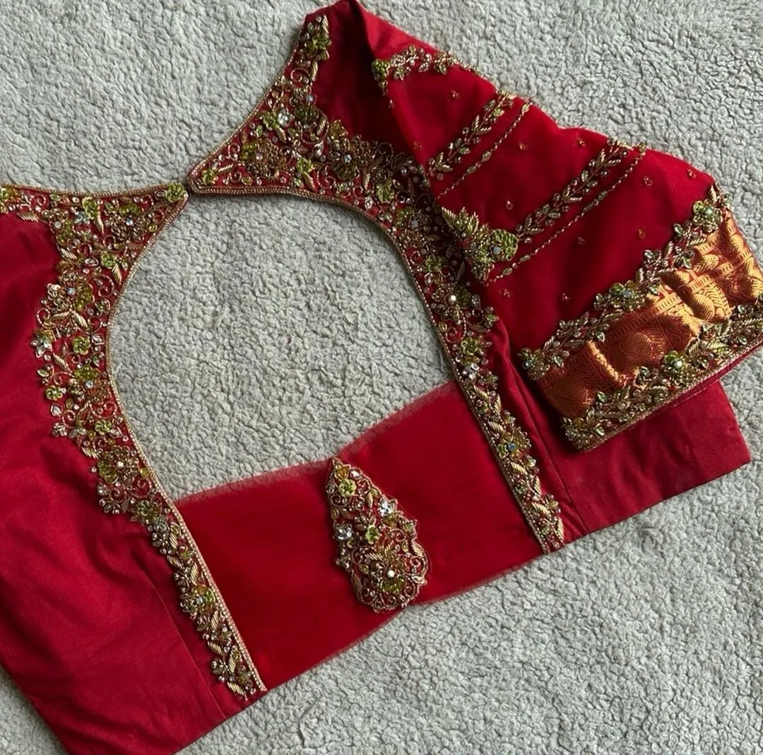 Stunning Red Bridal Maggam Work Blouse Trending Design, Best Price, Custom Sizes