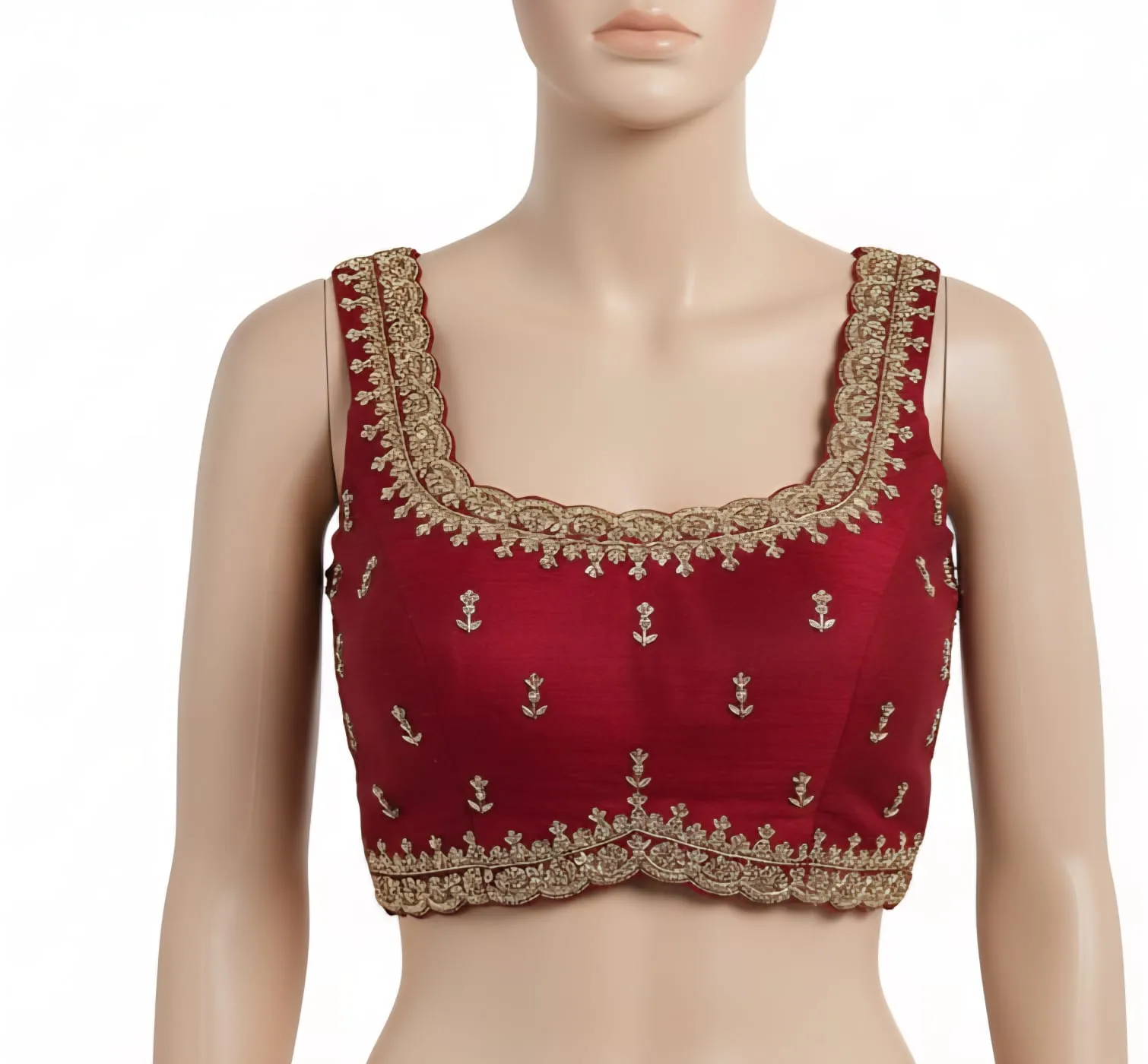 Timeless Red Designer Maggam Work Blouse Bridal Sleeveless Perfection Custom Tailored