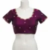 Timeless Wine Minimal Blouse with Cutwork Maggam Detailing Affordable & Custom Sizes