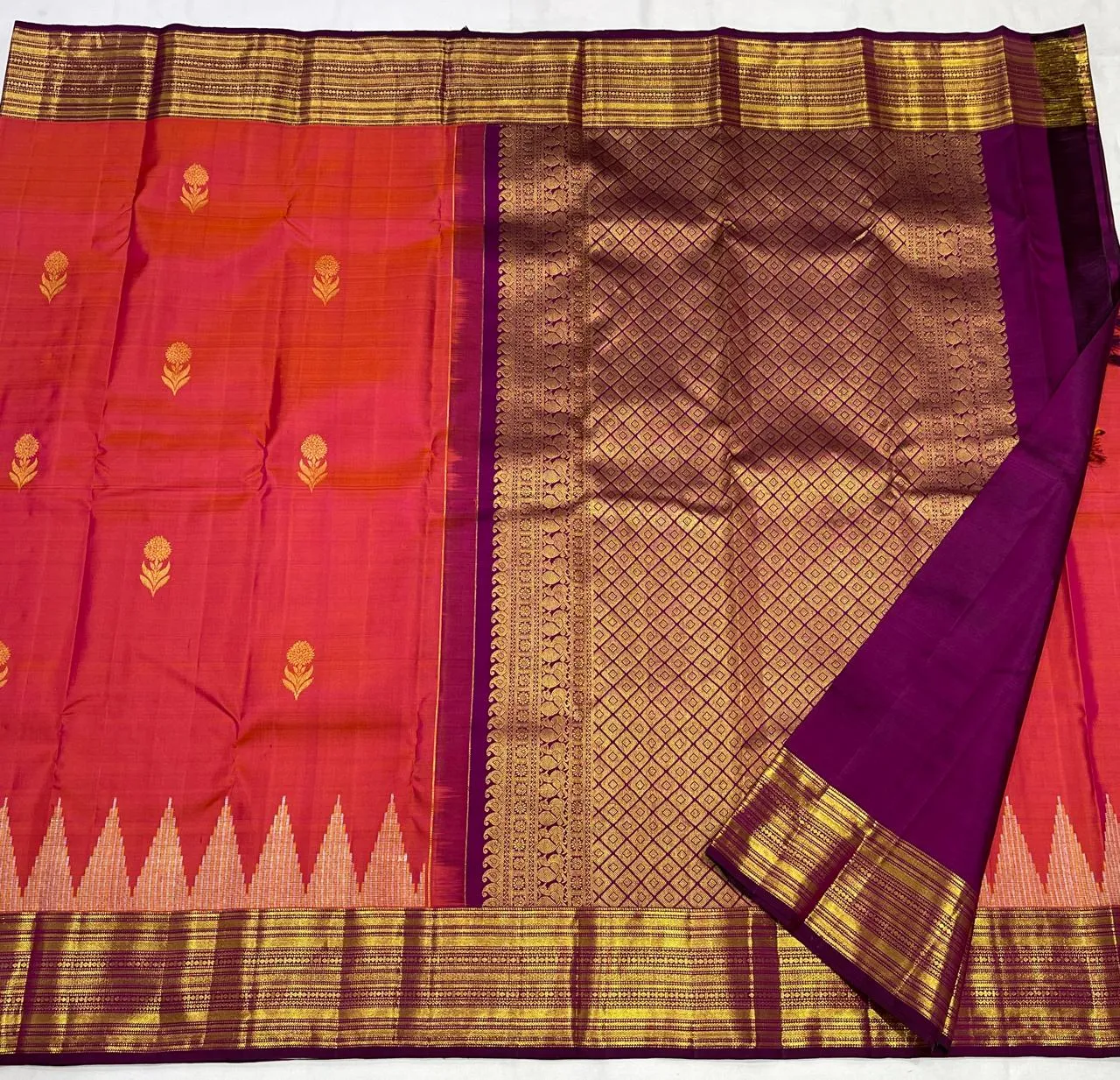 Traditional Kanchipuram Handloom Pure Silk Pattu Saree  2G++ Zari Weave Certified Silk Mark Original - Image 2