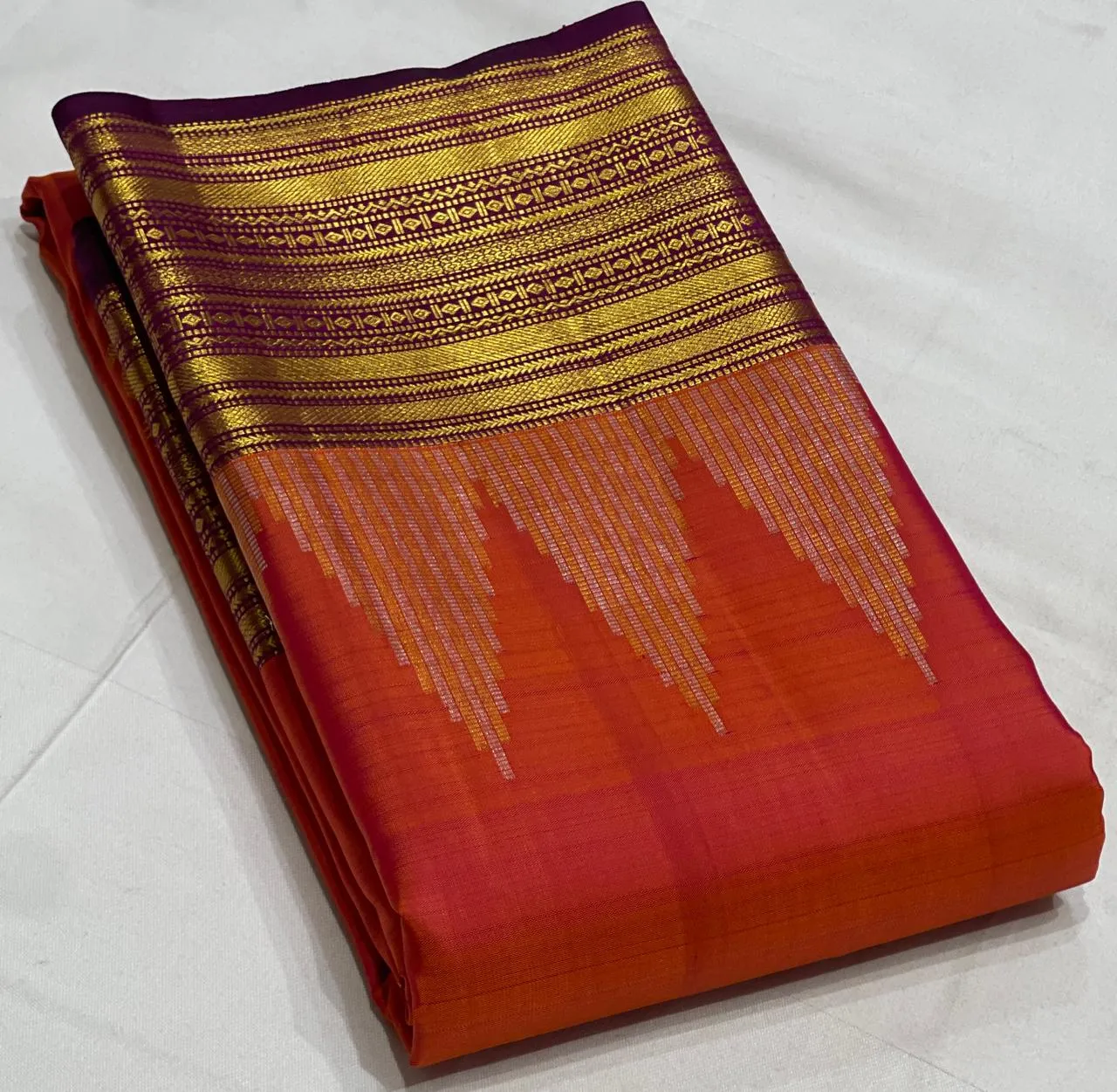 Traditional Kanchipuram Handloom Pure Silk Pattu Saree  2G++ Zari Weave Certified Silk Mark Original - Image 3