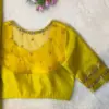 Vibrant Lemon Yellow Net Maggam Blouse Statement Party Piece Custom Size Options