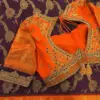 Vibrant Orange Bridal Maggam Work Blouse Top Wedding Design, Tailored in Custom Sizes, Budget-Friendly