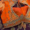 Vibrant Orange Bridal Maggam Work Blouse Top Wedding Design, Tailored in Custom Sizes, Budget-Friendly