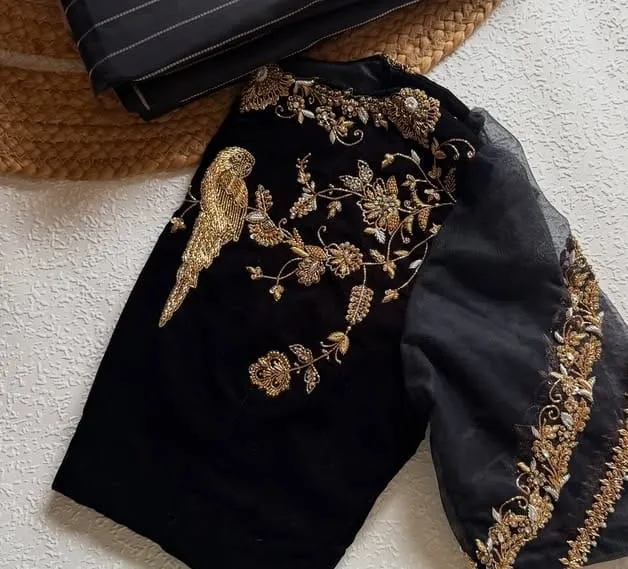 Affordable Black Grand Maggam Work Blouse  Zardosi Trending Pattern for All Occasions