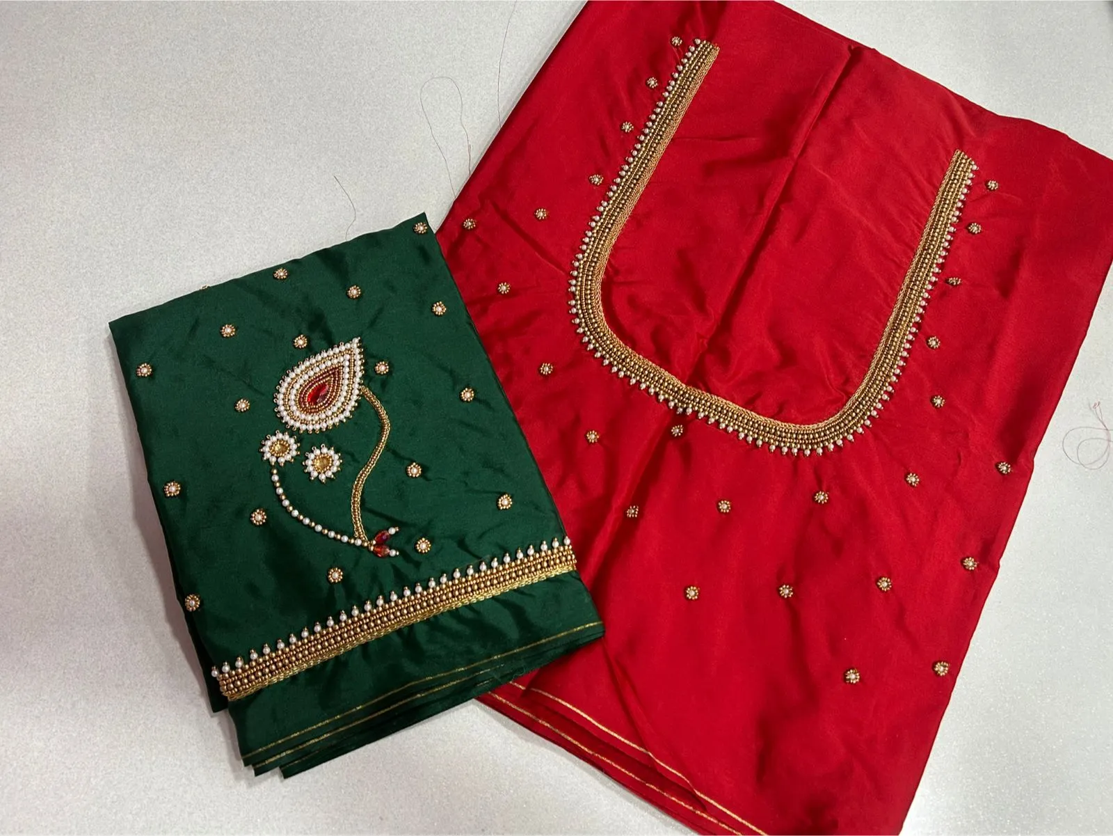 Affordable Bottle Green Nath Maggam Work Top Elegant Designer Look Under Budget