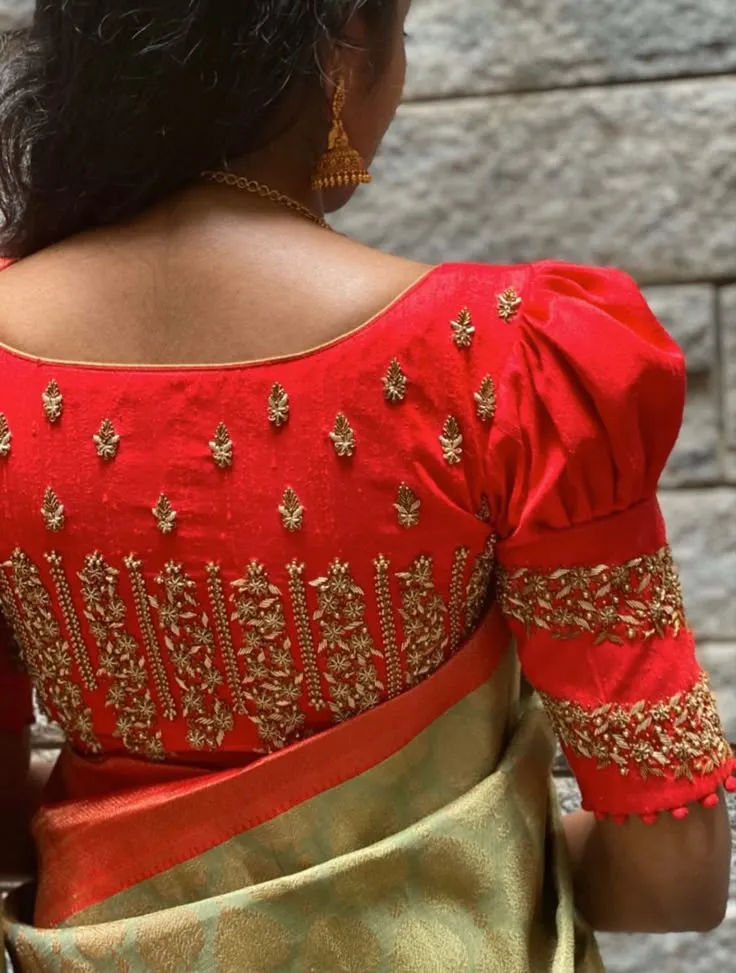 Beautiful Reddish Bridal Maggam Blouse  Ready-to-Wear Designer Masterpiece