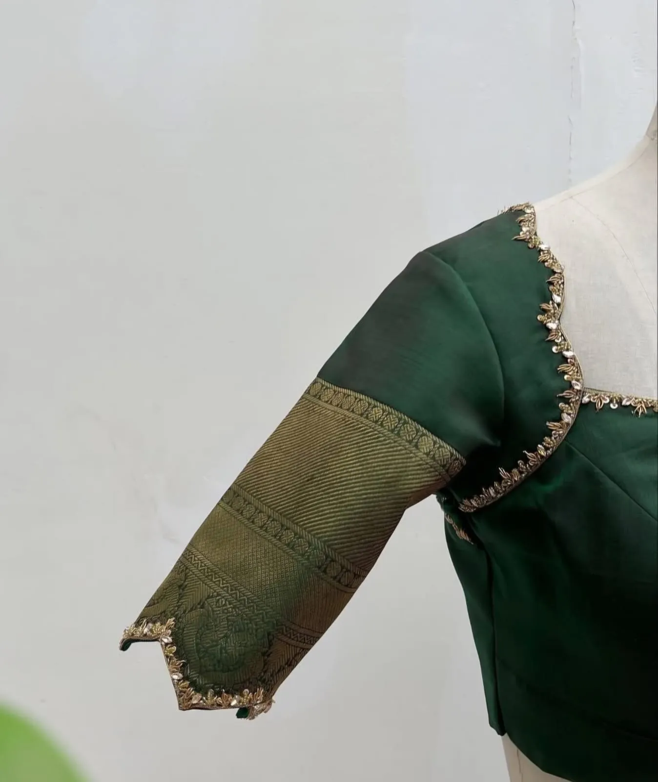 Bottle Green Minimal Zardosi Maggam Work Blouse  Premium LookBudget Price