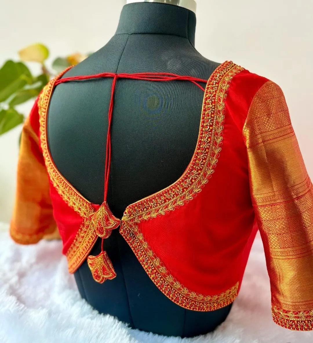 Bridal Red Thread Work Maggam Blouse  Trending Back Neck Design  Luxury Premium Finish