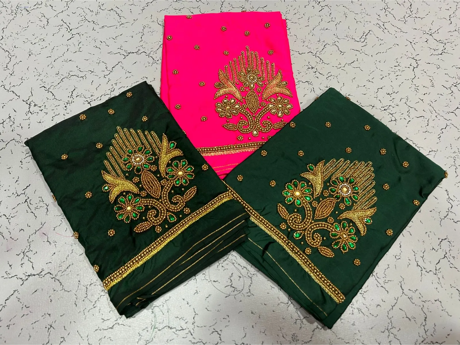 Budget Premium Bottle Green Floral Aari Work Blouse Shop Trendy Ethnic Wear Online - Image 10