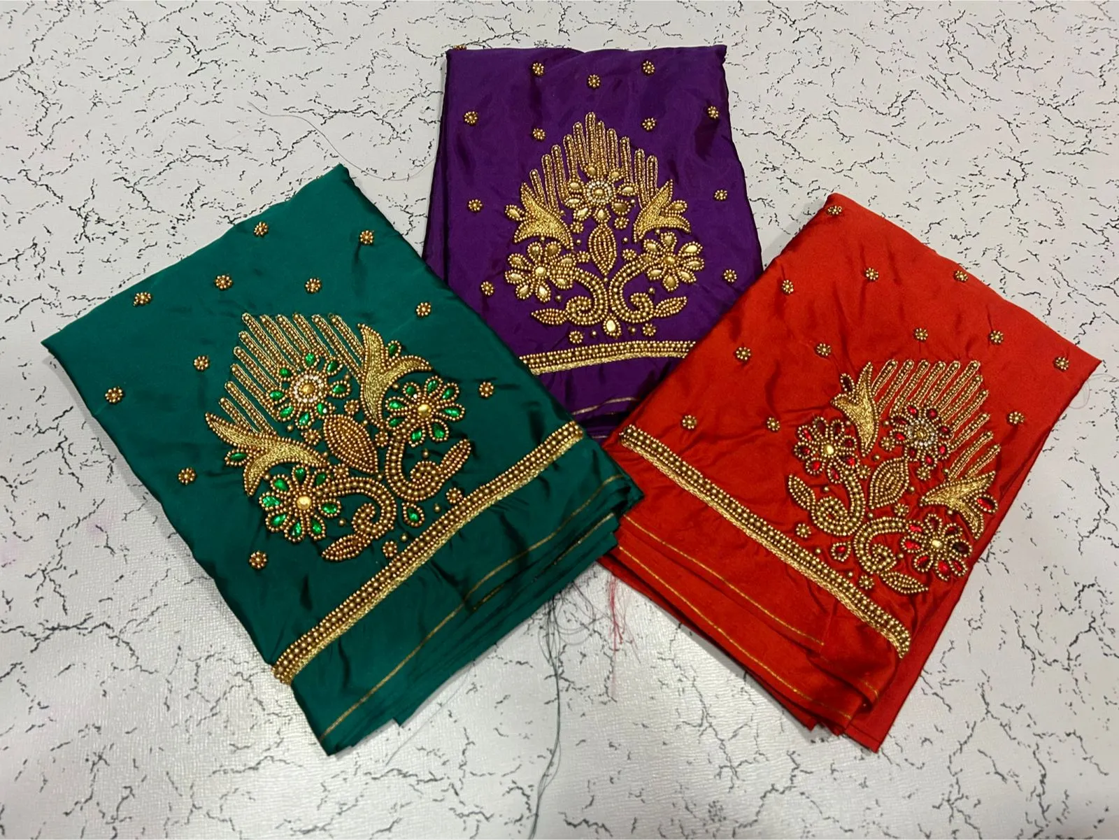 Budget Premium Bottle Green Floral Aari Work Blouse Shop Trendy Ethnic Wear Online - Image 8