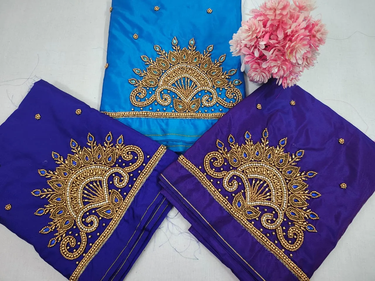 BudgetFriendly Aari Work Blouse Online Stunning Royal Blue Peacock Feather Design - Image 8
